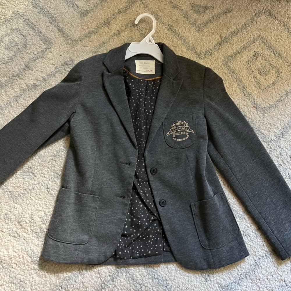 Zara Girls Grey Preppy Blazer 11/12